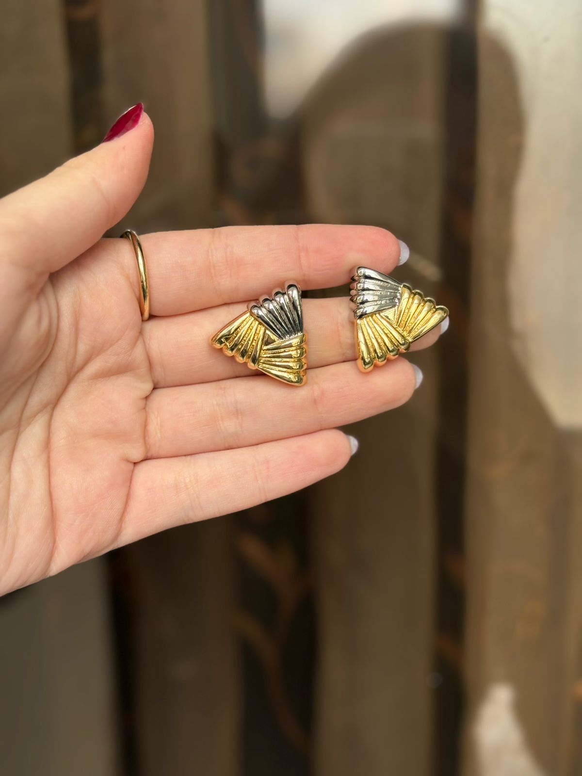 Silver and gold earrings