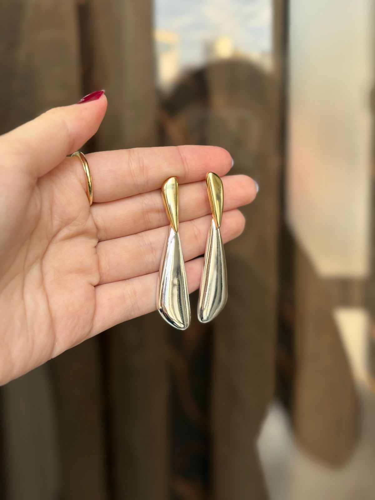 Silver and gold earrings