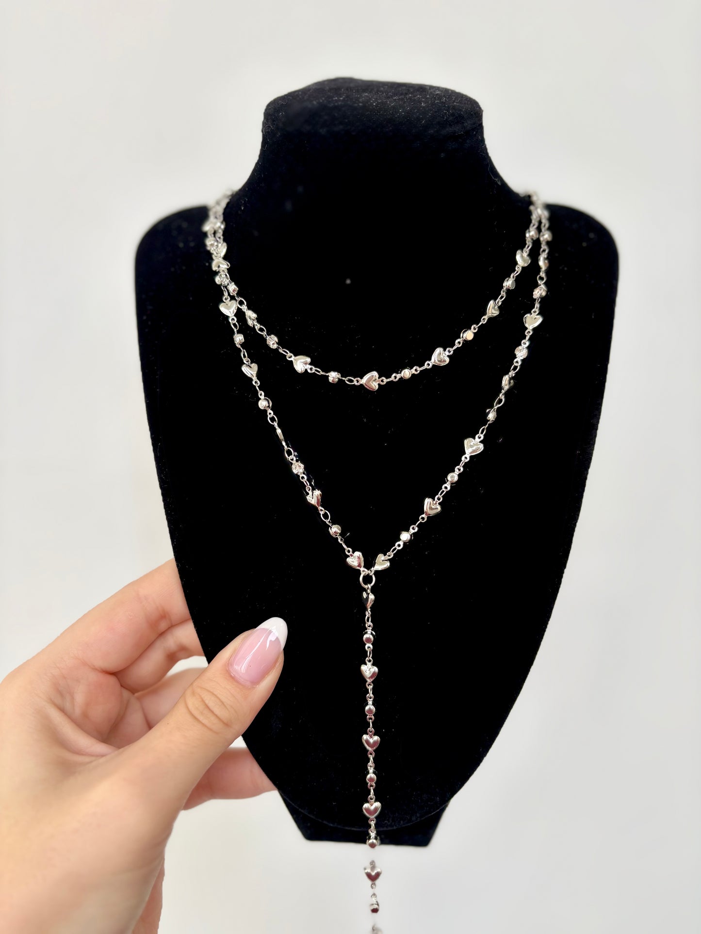 Long heart Necklace 2 in 1