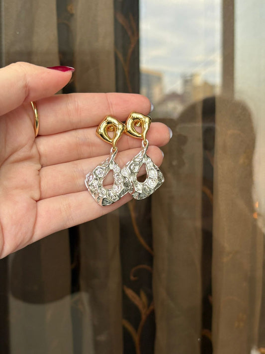 Silver and gold earrings