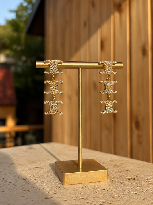 Celine Triomphe Rhinestone Earrings