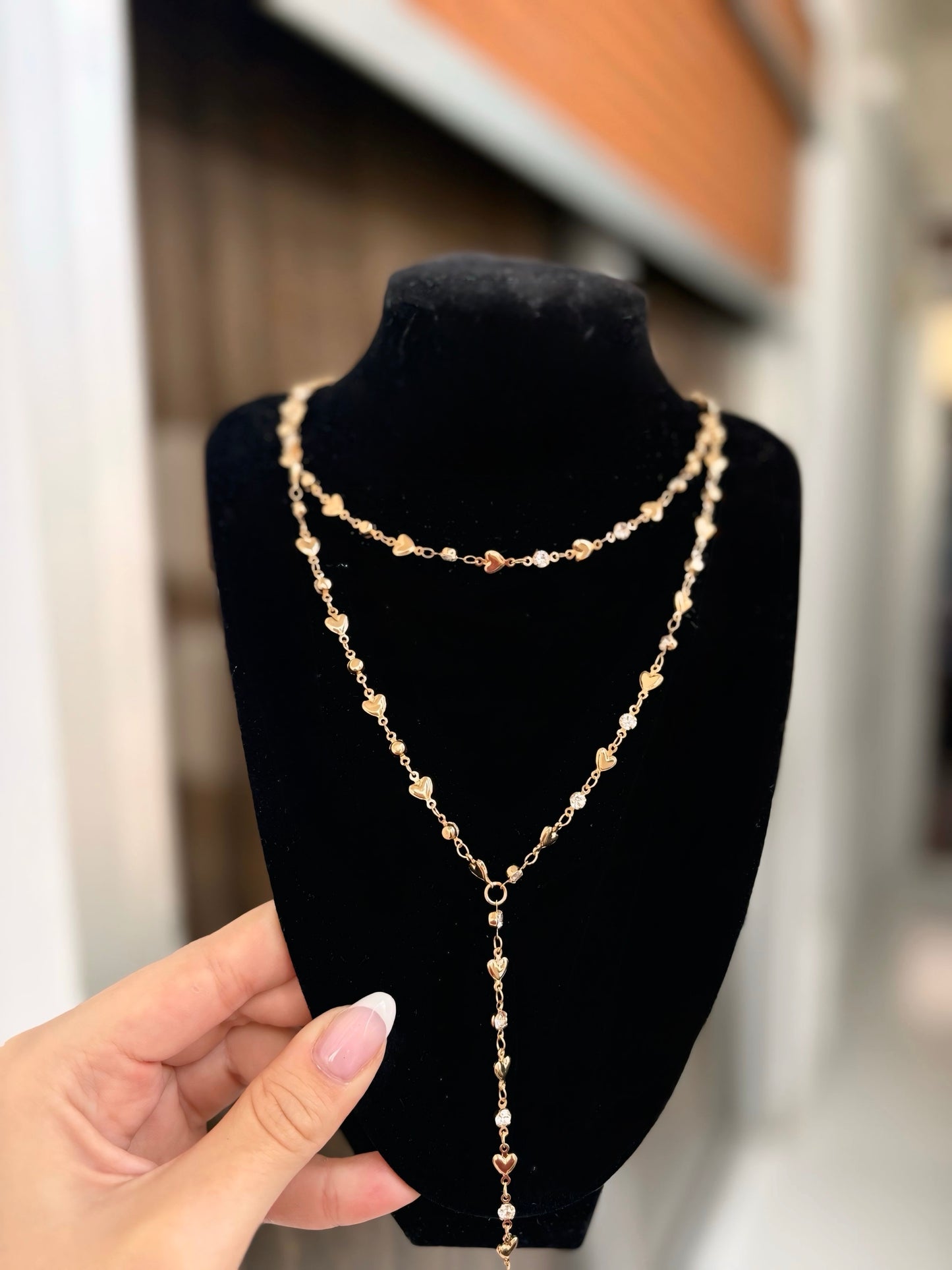 Long heart Necklace 2 in 1