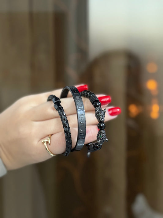 Set of black bracelets