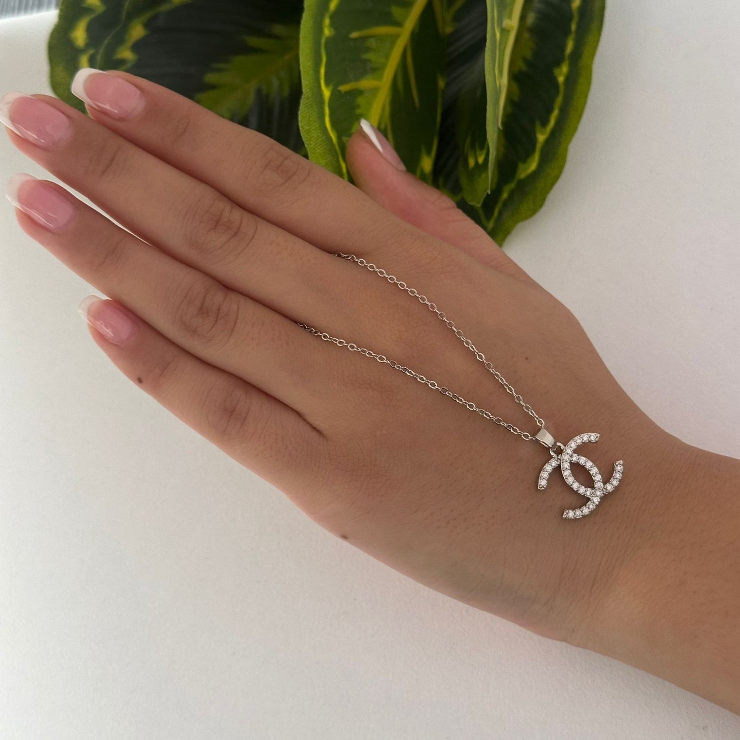 Silver channel necklace