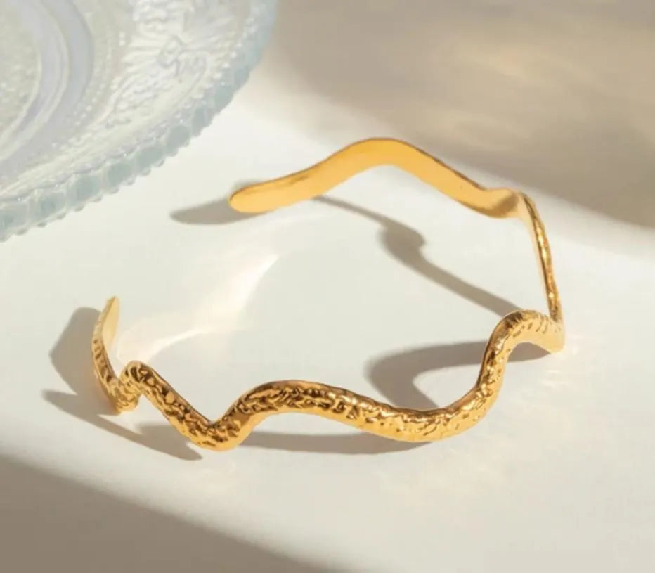 Gold Plated Cuff Bracelets Wide Bangle