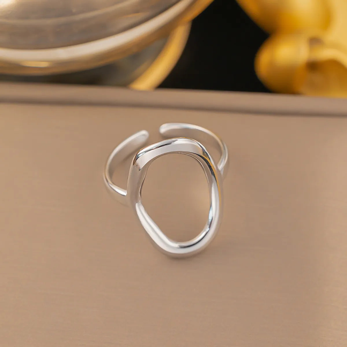 Open circle silver ring